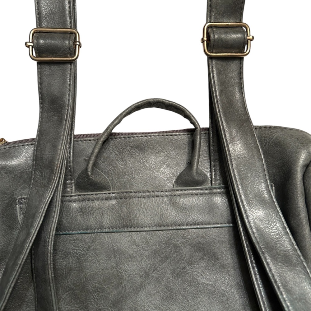 Gray Soft Surface Multifunctional Retro Backpack … - image 4